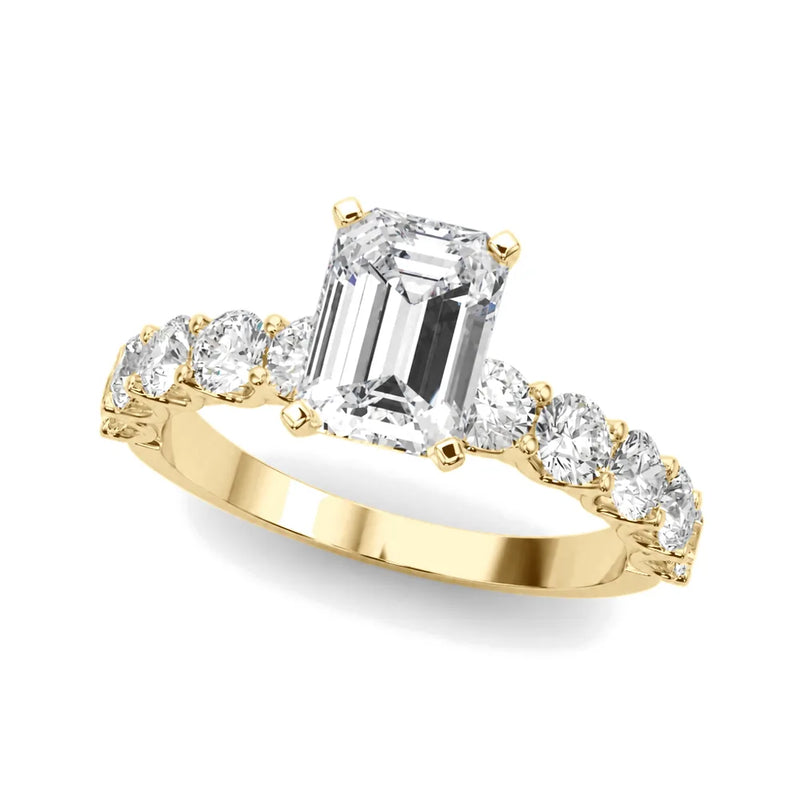 Camille emerald lab-grown diamond engagement ring, 2 ct center, yellow gold