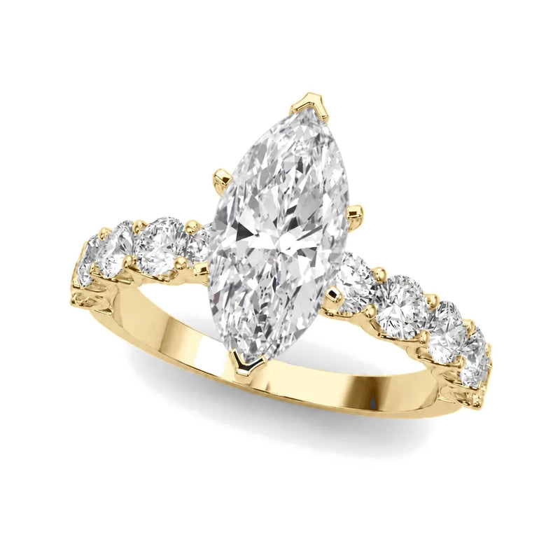 Camille marquise lab-grown diamond engagement ring, 2 ct center, yellow gold
