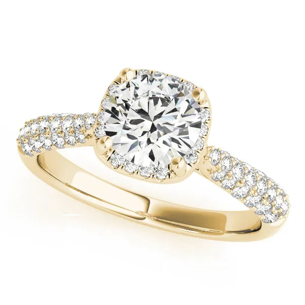 Cassia round lab-grown diamond engagement ring in yellow gold, front view