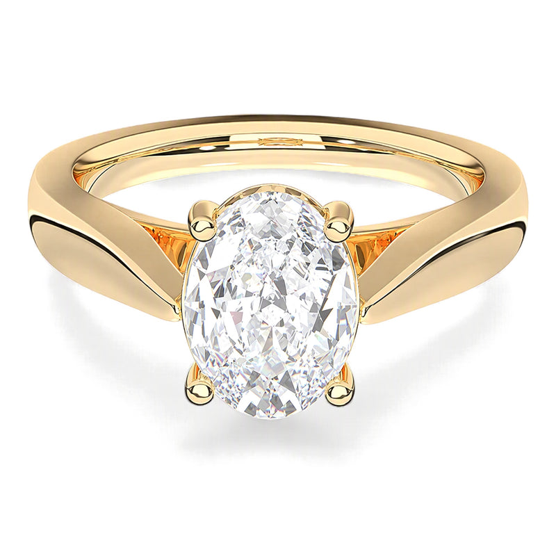 Celeste oval lab-grown diamond engagement ring, 2 ct center stone, yellow gold