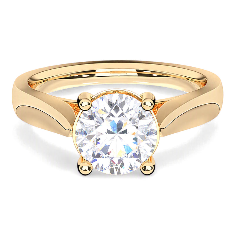 Celeste round lab-grown diamond engagement ring, 2 ct center stone, yellow gold