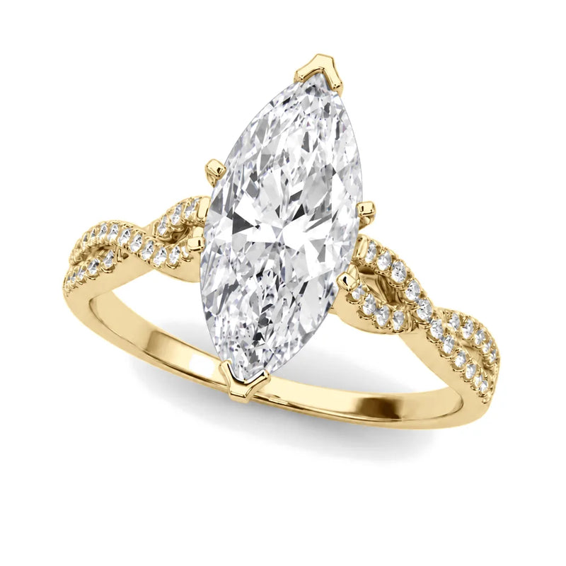 Celia marquise lab-grown diamond engagement ring, 2 ct center, yellow gold