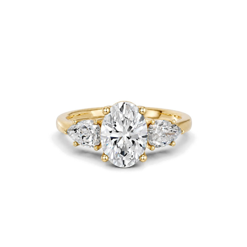 Clara oval lab-grown diamond engagement ring, 2 ct center stone, yellow gold
