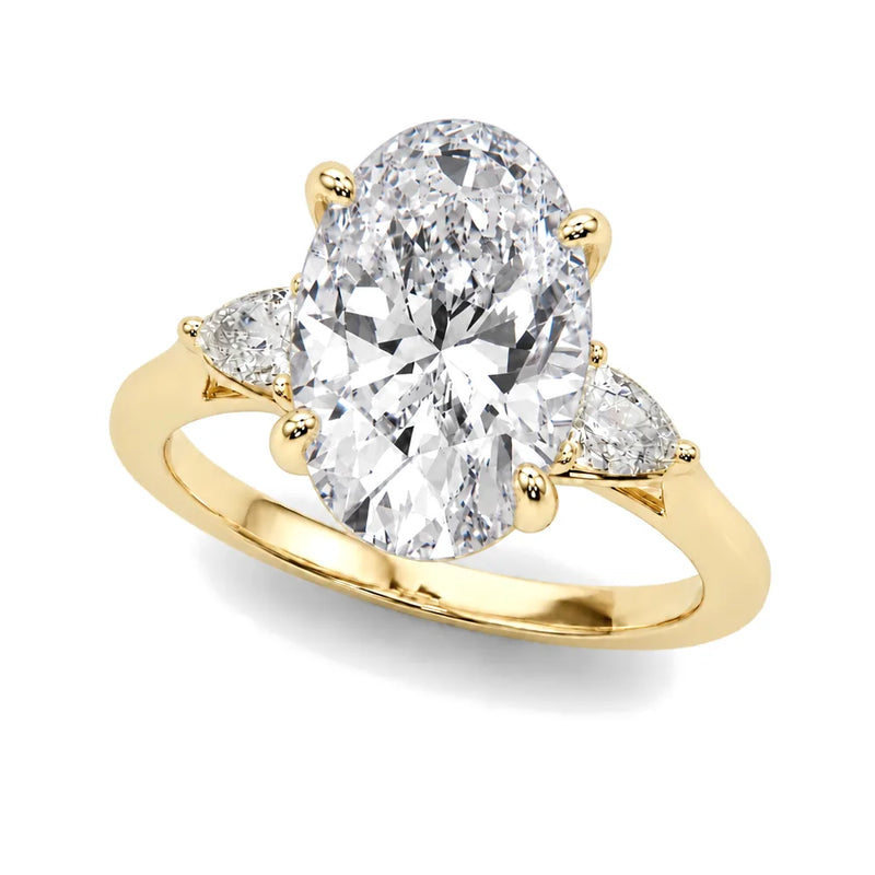 Clara oval lab-grown diamond engagement ring, 2 ct center, yellow gold
