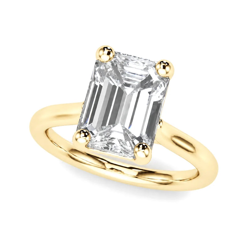 Clementine emerald lab-grown diamond engagement ring, 2 ct center, yellow gold