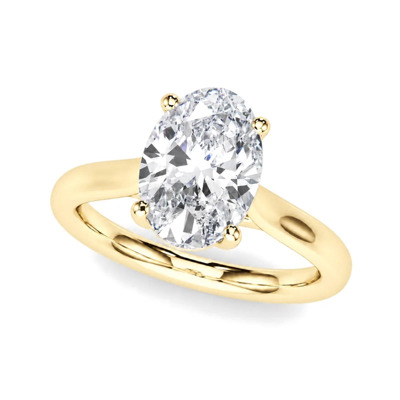Clementine oval lab-grown diamond engagement ring, 2 ct center, yellow gold