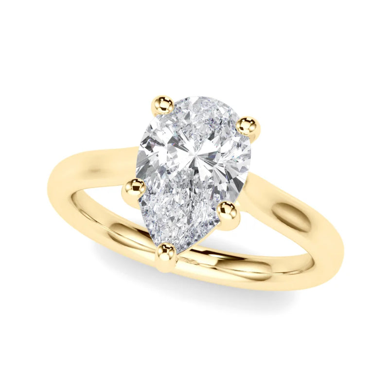 Clementine pear lab-grown diamond engagement ring, 2 ct center, yellow gold