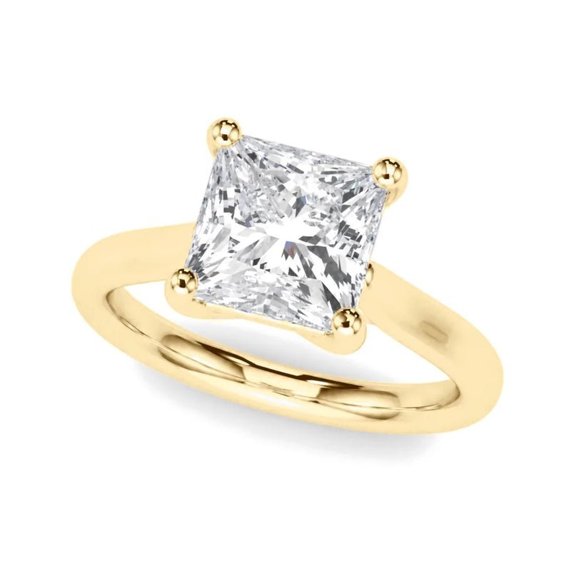 Clementine princess lab-grown diamond engagement ring, 2 ct center, yellow gold
