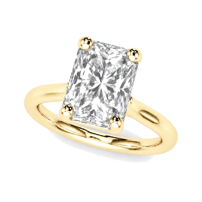 Clementine radiant lab-grown diamond engagement ring, 2 ct center, yellow gold