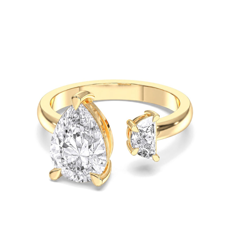 Cleo pear lab-grown diamond engagement ring, 2 ct center stone, yellow gold