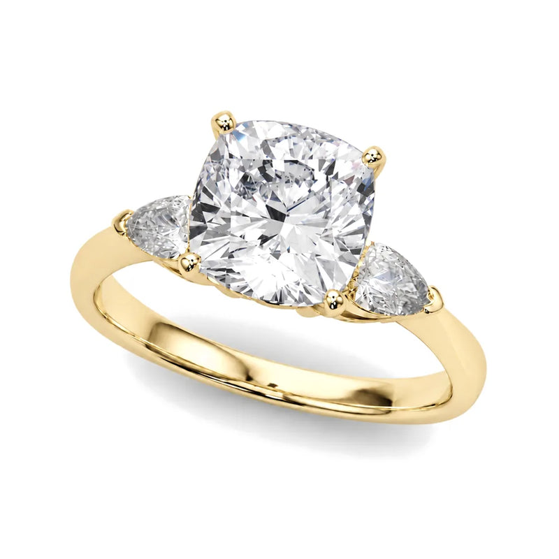 Elara cushion lab-grown diamond engagement ring, 2 ct center, yellow gold