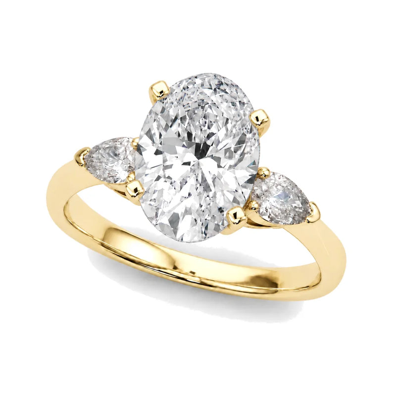 Elara oval lab-grown diamond engagement ring, 2 ct center, yellow gold