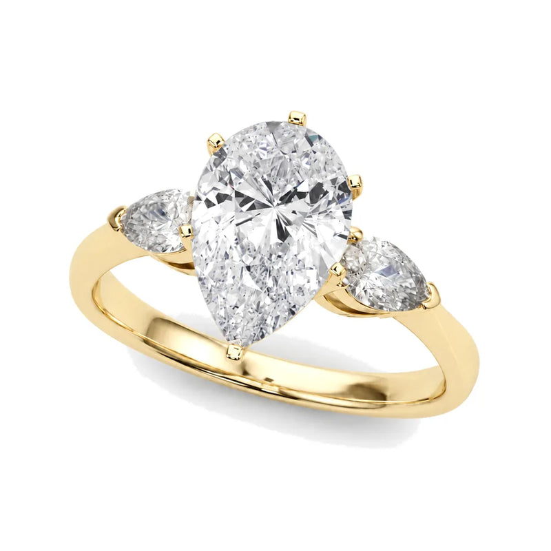 Elara pear lab-grown diamond engagement ring, 2 ct center, yellow gold