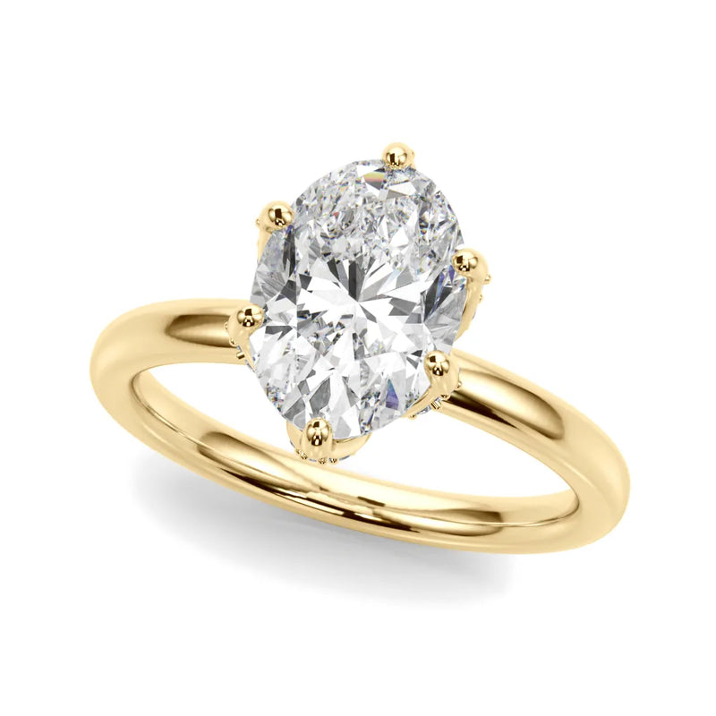 Eliana oval lab-grown diamond engagement ring, 2 ct center, yellow gold
