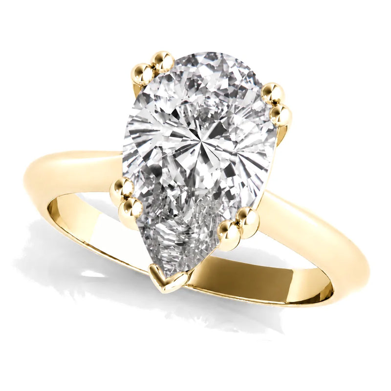 Eloise pear lab-grown diamond engagement ring, 2 ct center, yellow gold