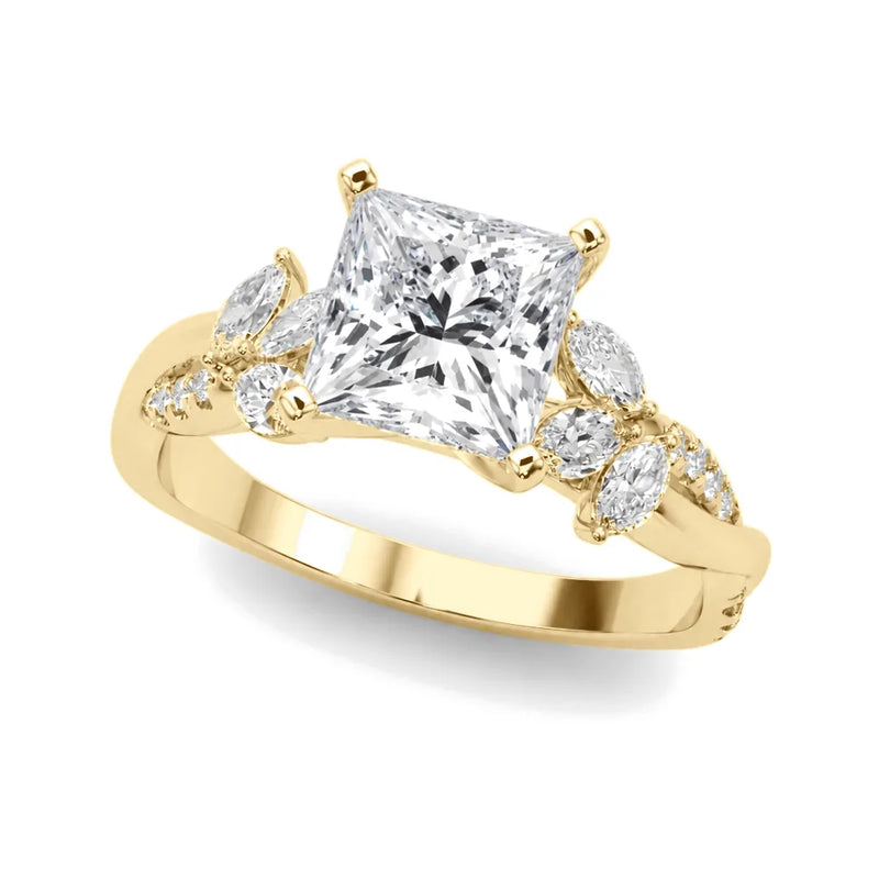 Florencia princess lab-grown diamond engagement ring, 2 ct center, yellow gold