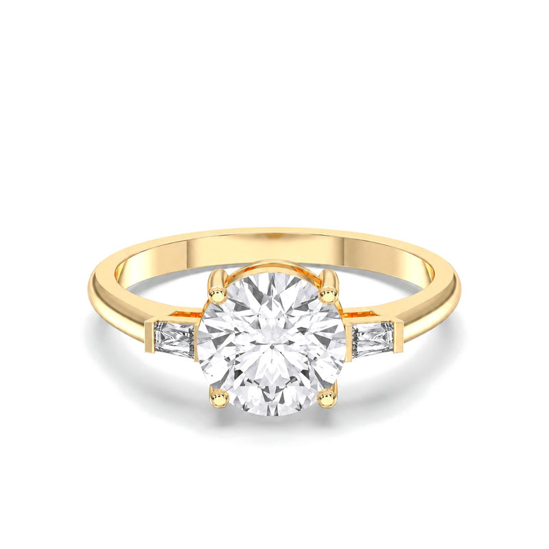 Grace round lab-grown diamond engagement ring, 2 ct center stone, yellow gold