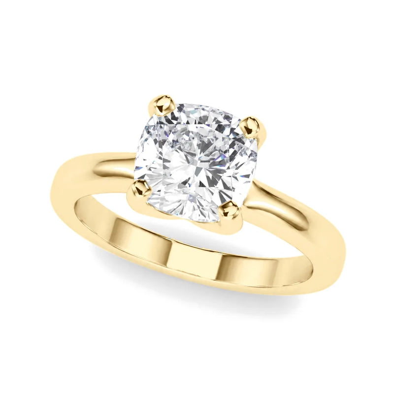 Helena cushion lab-grown diamond engagement ring, 2 ct center, yellow gold