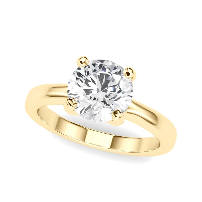 Helena round lab-grown diamond engagement ring, 2 ct center, yellow gold