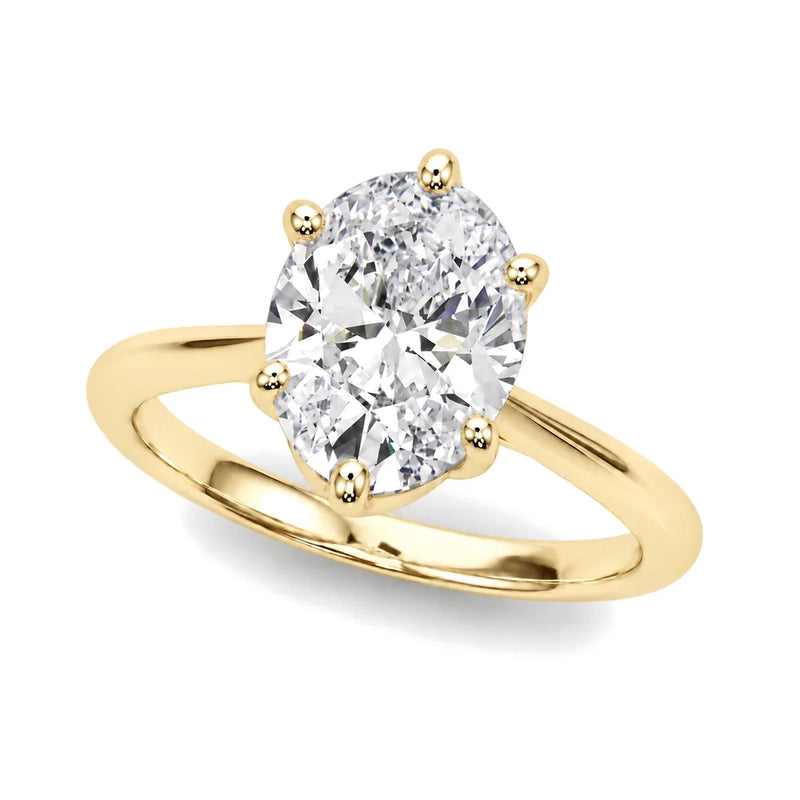 Ines oval lab-grown diamond engagement ring, 2 ct center, yellow gold