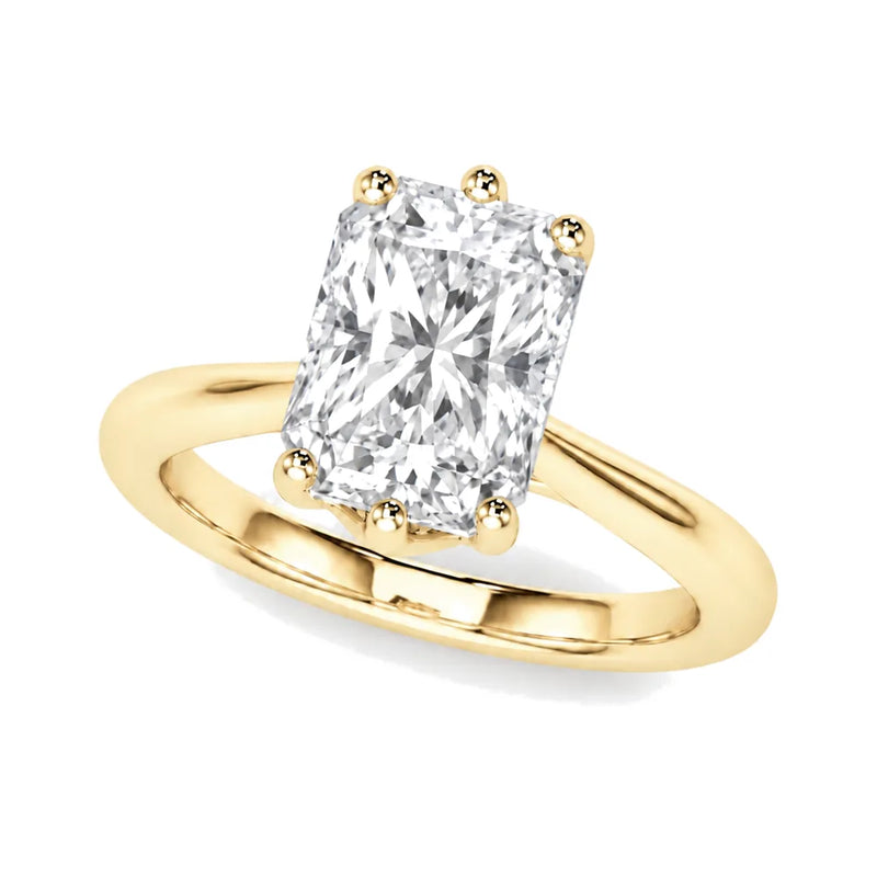 Ines radiant lab-grown diamond engagement ring, 2 ct center, yellow gold
