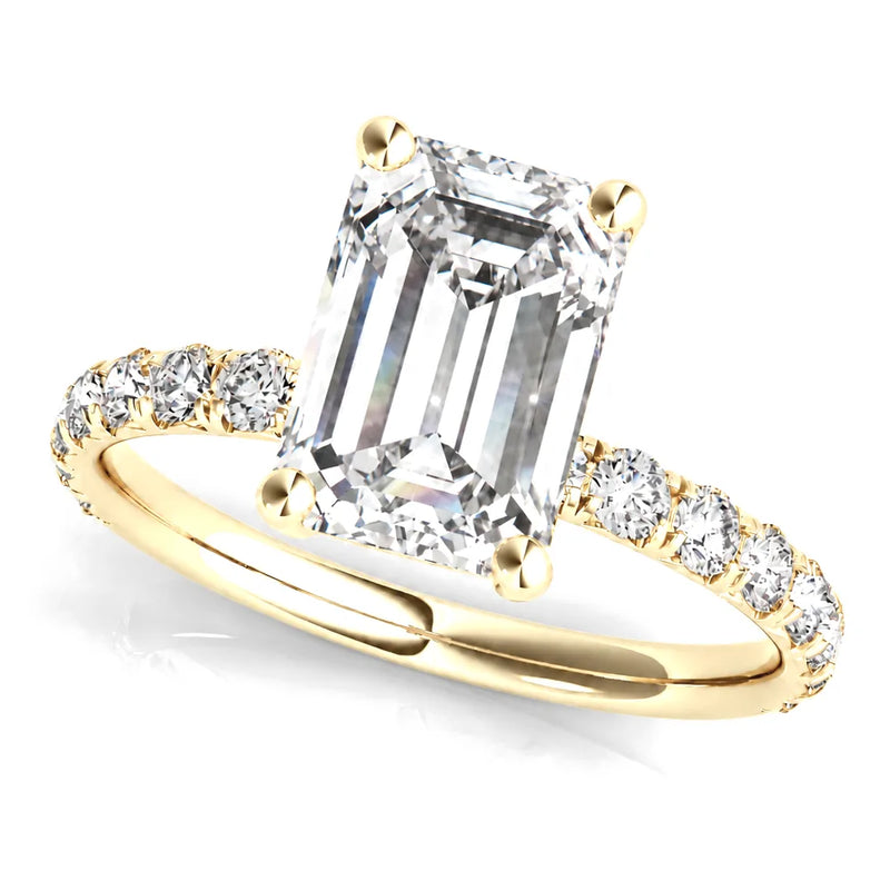 Iris emerald lab-grown diamond engagement ring, 2 ct center, yellow gold