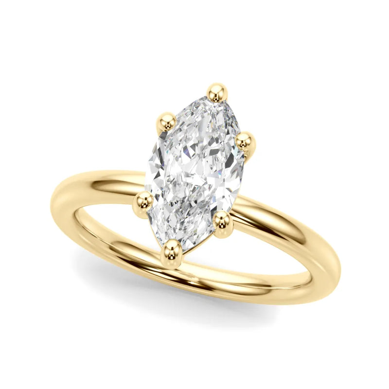 Isadora marquise lab-grown diamond engagement ring, 2 ct center, yellow gold