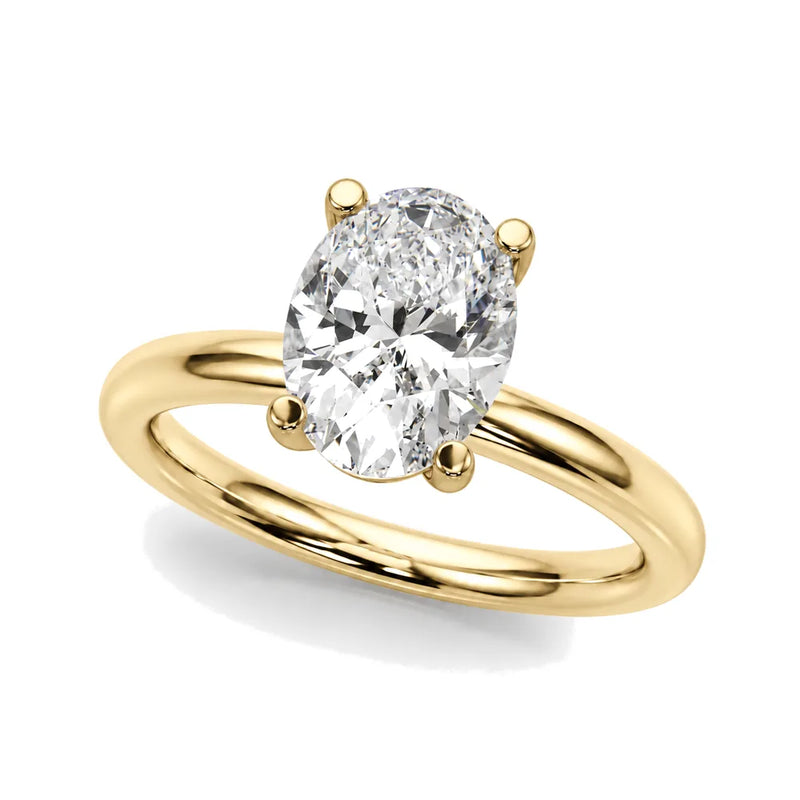 Isadora oval lab-grown diamond engagement ring, 2 ct center, yellow gold