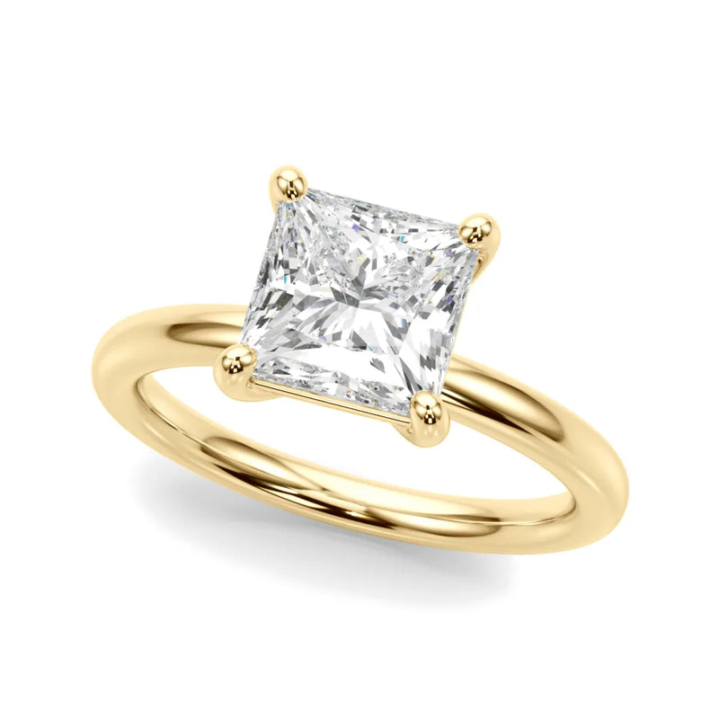 Isadora princess lab-grown diamond engagement ring, 2 ct center, yellow gold
