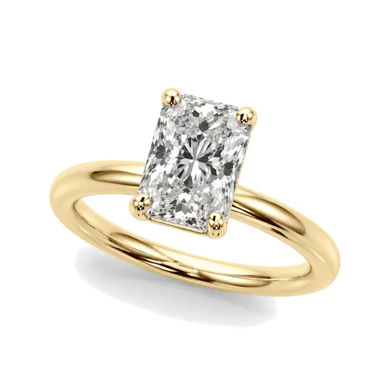 Isadora radiant lab-grown diamond engagement ring, 2 ct center, yellow gold