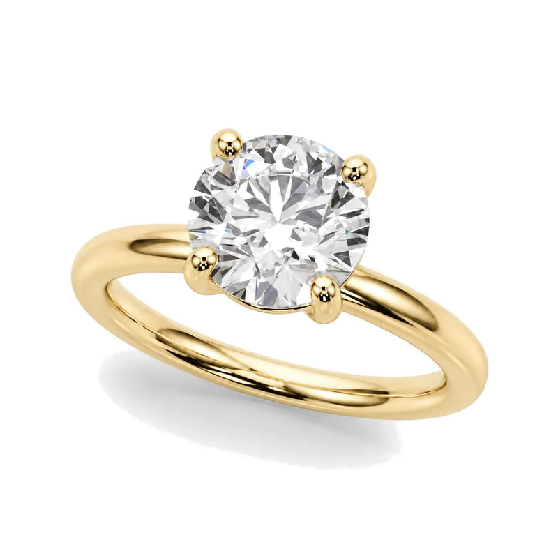 Isadora round lab-grown diamond engagement ring, 2 ct center, yellow gold