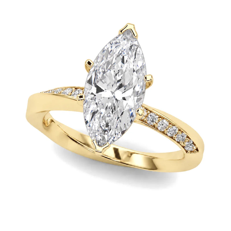 Jasmine marquise lab-grown diamond engagement ring, 2 ct center, yellow gold
