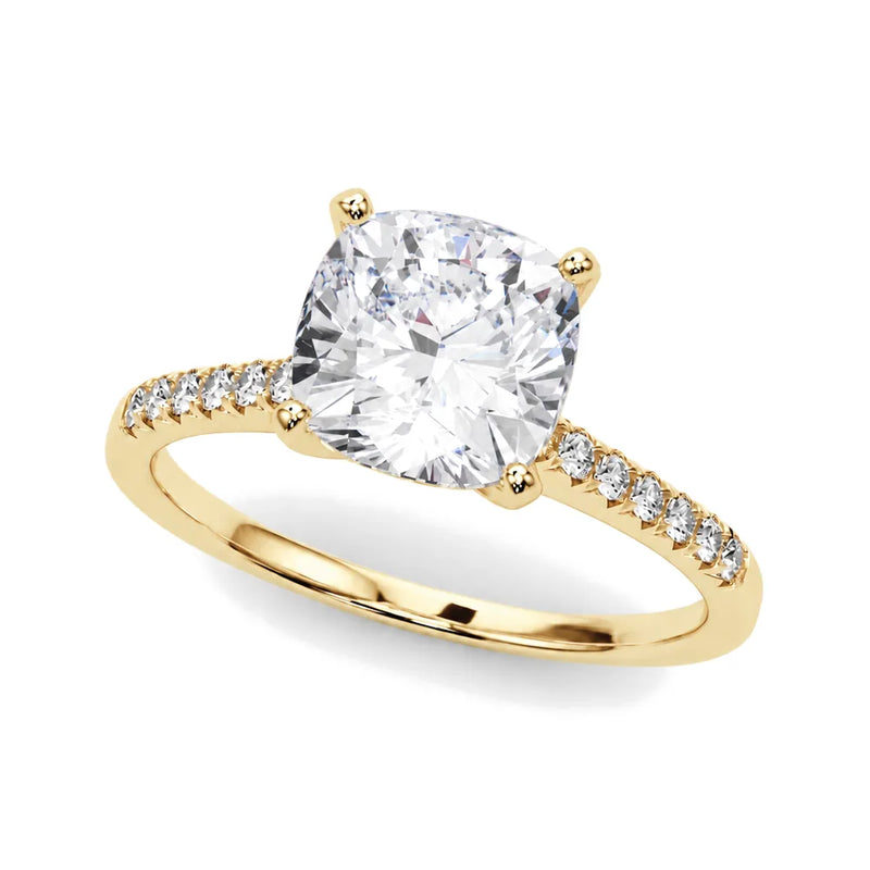 Lana cushion lab-grown diamond engagement ring, 2 ct center, yellow gold