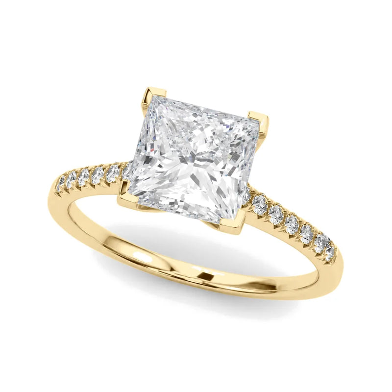 Lana princess lab-grown diamond engagement ring, 2 ct center, yellow gold
