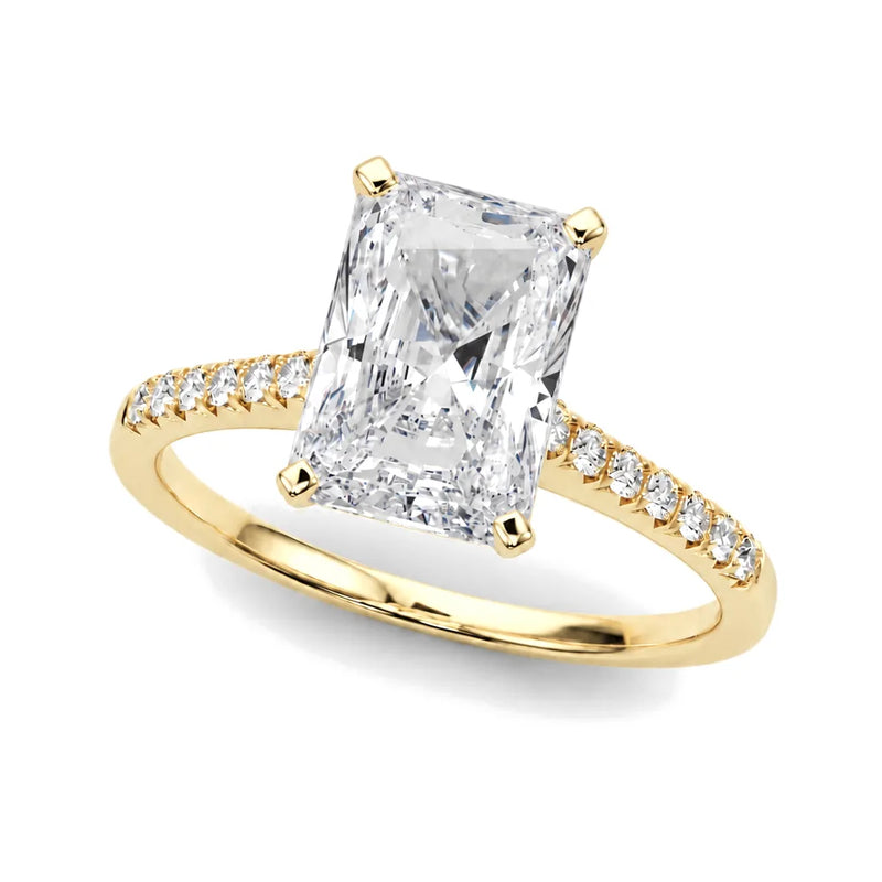 Lana radiant lab-grown diamond engagement ring, 2 ct center, yellow gold