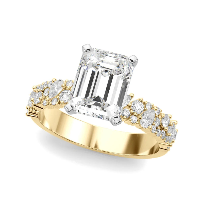Laurel emerald lab-grown diamond engagement ring, 2 ct center, yellow gold