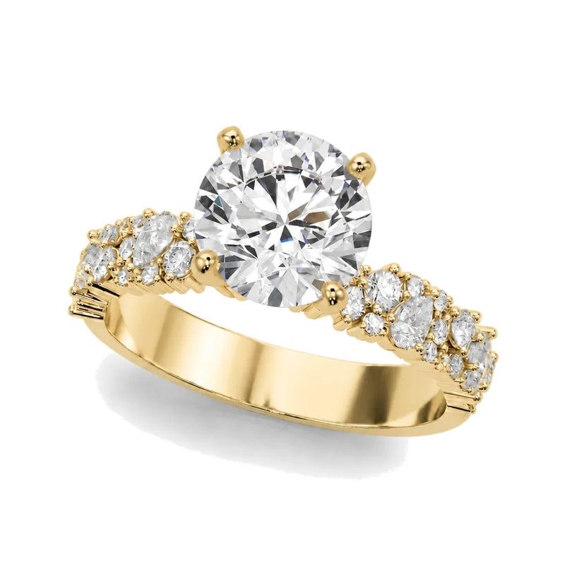 Laurel round lab-grown diamond engagement ring, 2 ct center, yellow gold
