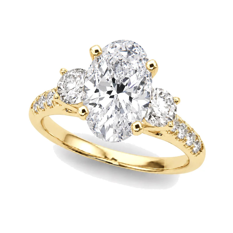 Liliana oval lab-grown diamond engagement ring, 2 ct center, yellow gold