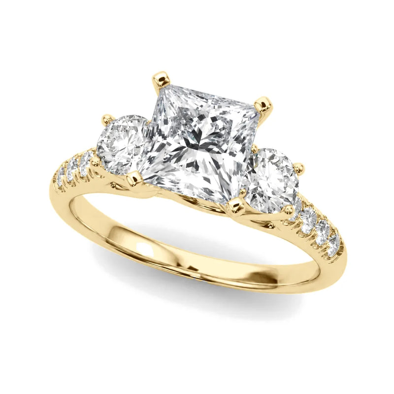 Liliana princess lab-grown diamond engagement ring, 2 ct center, yellow gold