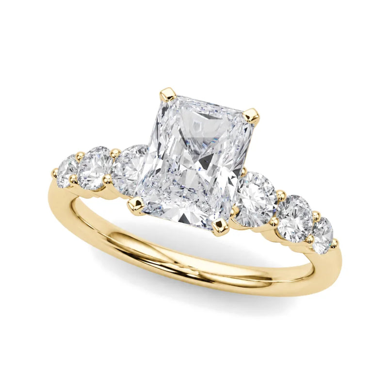 Lucienne radiant lab-grown diamond engagement ring, 2 ct center, yellow gold