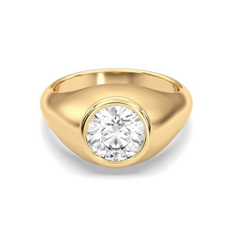 Luna round lab-grown diamond engagement ring, 2 ct center stone, yellow gold