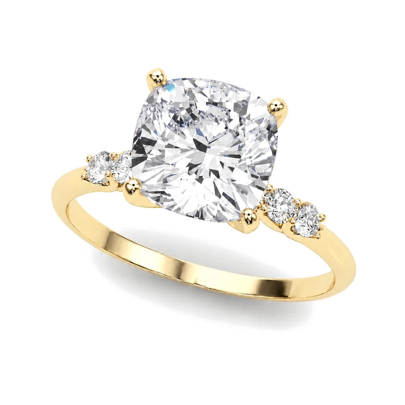 Marisol cushion lab-grown diamond engagement ring, 2 ct center, yellow gold