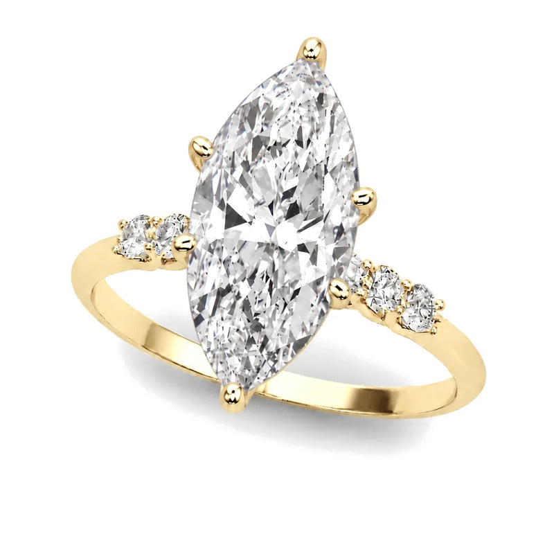Marisol marquise lab-grown diamond engagement ring, 2 ct center, yellow gold