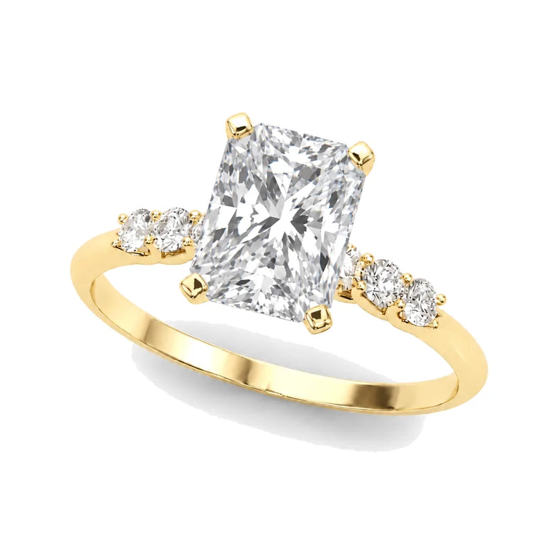 Marisol radiant lab-grown diamond engagement ring, 2 ct center, yellow gold