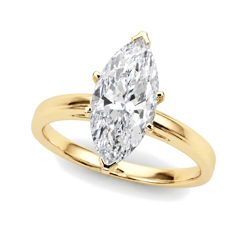 Melina marquise lab-grown diamond engagement ring, 2 ct center, yellow gold