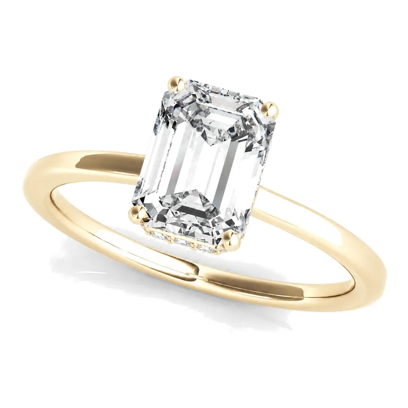 Mila emerald lab-grown diamond engagement ring, 2 ct center, yellow gold