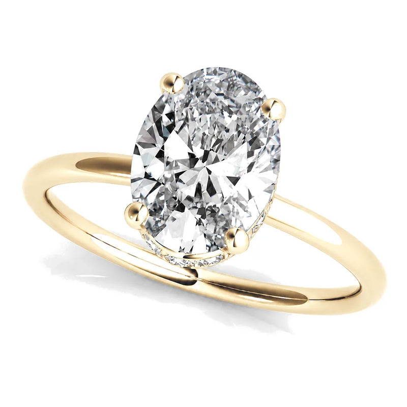 Mila oval lab-grown diamond engagement ring, 2 ct center, yellow gold