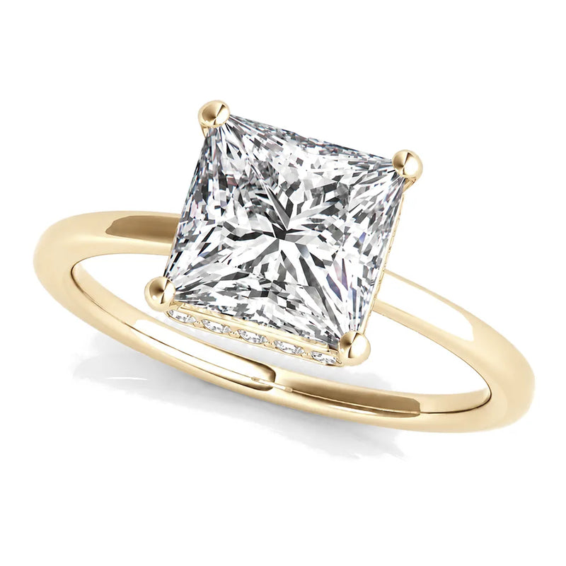 Mila princess lab-grown diamond engagement ring, 2 ct center, yellow gold