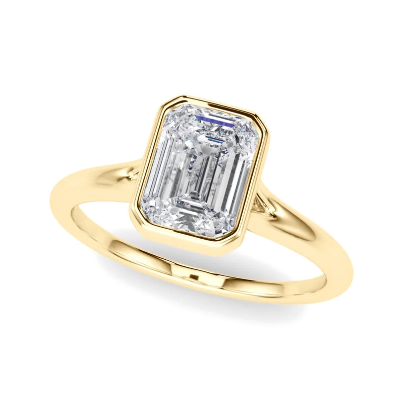 Mira emerald lab-grown diamond engagement ring, 2 ct center, yellow gold