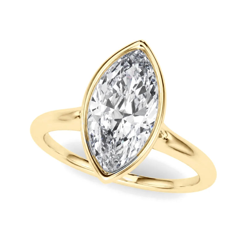 Mira marquise lab-grown diamond engagement ring, 2 ct center, yellow gold